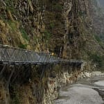 suspension bridge at Manaslu circuit lodge trekking