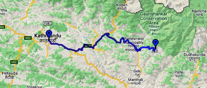 Driving road from Kathmandu to Jiri