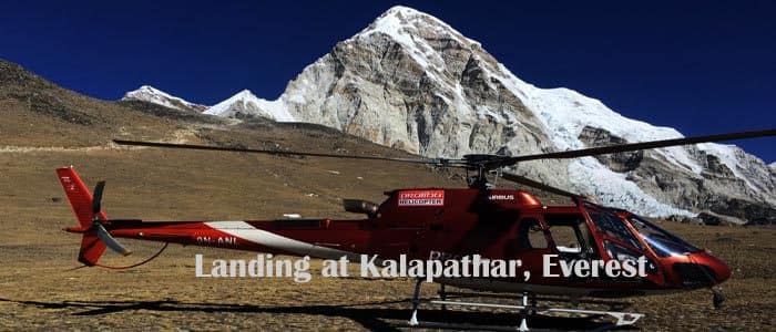 Helicopter landing at Kalapathar
